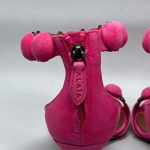 Alaia Bombe 90 Ankle-Strap Studded Suede Leather Sandals size 38.5 - Picture 13 of 16